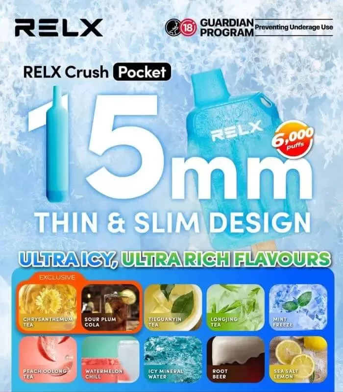 RELX CRUSH POCKET 6000 Puffs - Peach Oolong Tea - Image 3