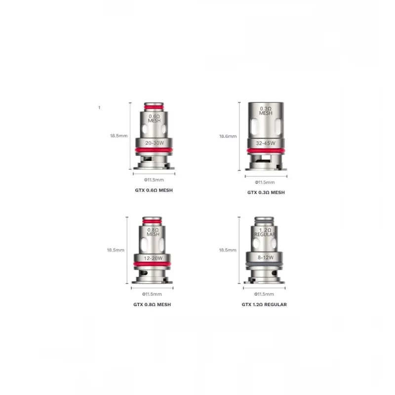 Vaporesso GTX 0.15ohm / 0.3ohm / 0.6ohm / 0.8ohm / 1.2ohm Replacement Coils – Single / Pack