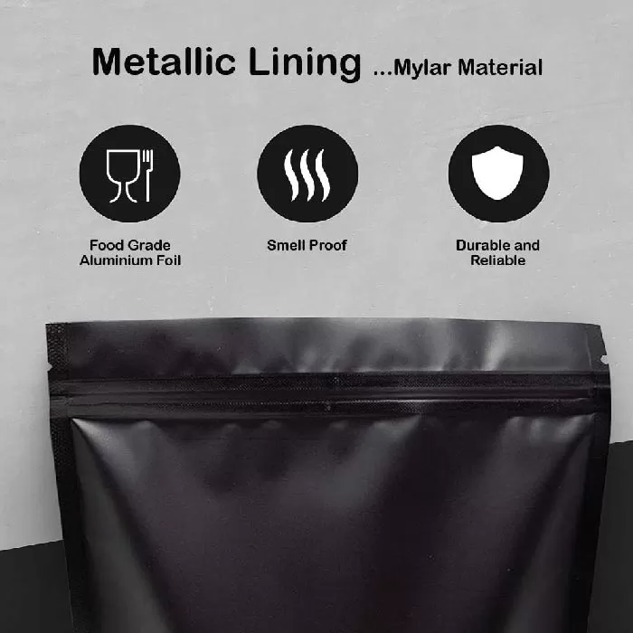 Mylar Bags | 7g Capacity, Matte Black (50pcs) - Image 2