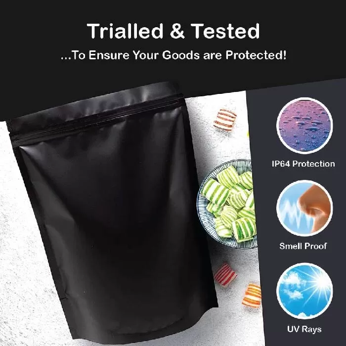 Mylar Bags | 7g Capacity, Matte Black (50pcs) - Image 3