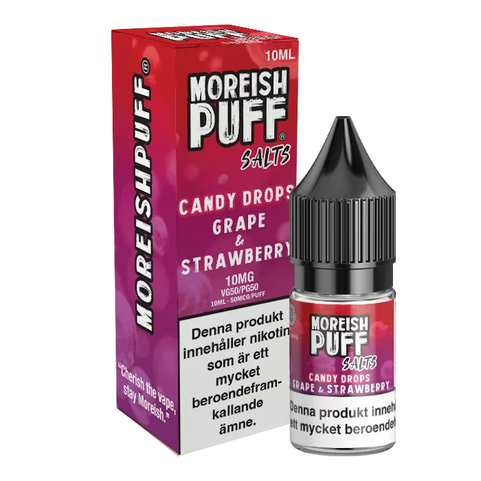 Moreish Puff Candy Drops Grape Strawberry Nicosalt 10mg 10ml – E juice med nikotin - Moreish Puff / Yes / 10mg / 10ml / 50/50