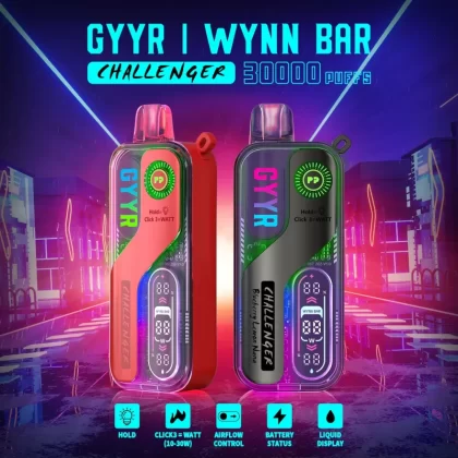 GYYR x Wynn Bar Challenger 30K Puff powered by PYNE POD Disposable Device - 30000 Puffs - Sour Apple (Sealed w/o box)