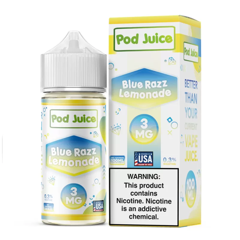 Pod Juice – Blue Razz Lemonade – 100ML E-Liquid - 3MG