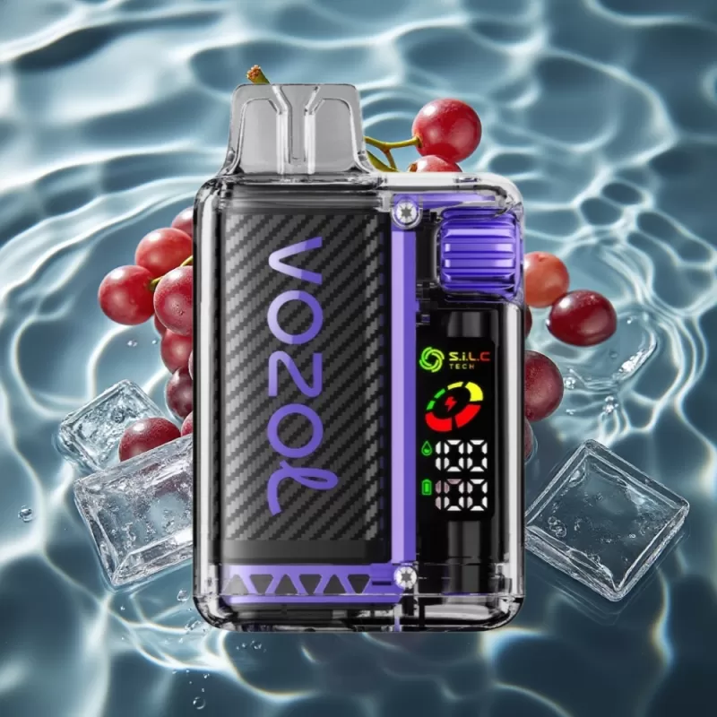 VOZOL Vista 20000 Puffs Disposable Vape Grape Ice with OLED Screen & S.i.L.C Tech Dual Mesh Coil