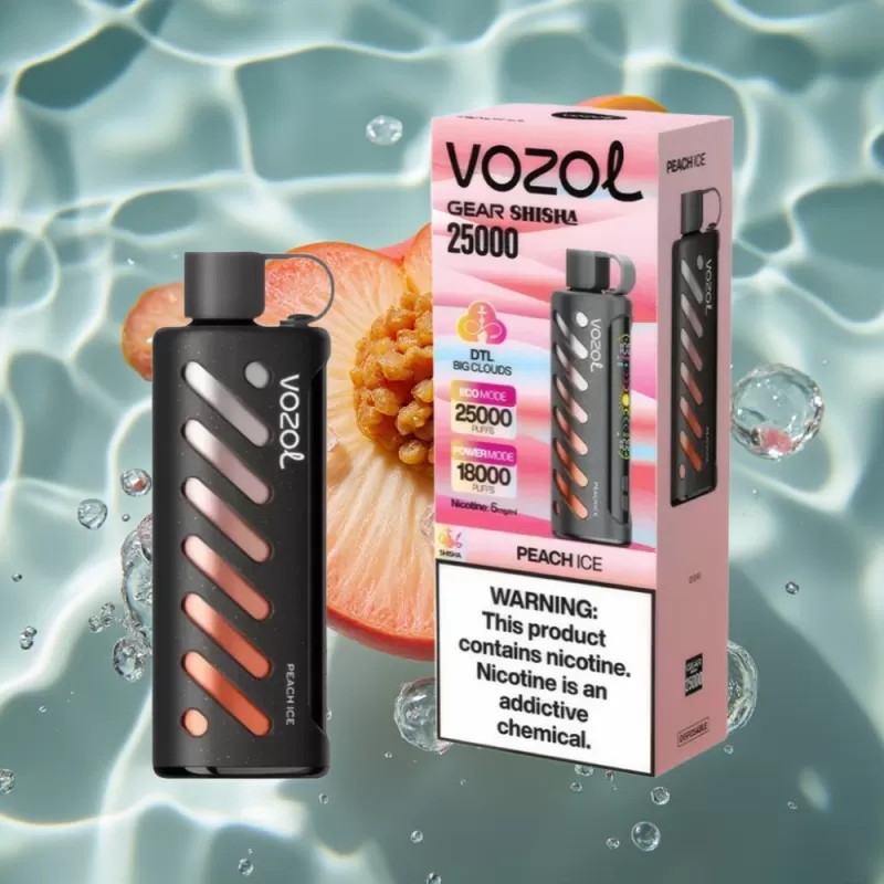 VOZOL Gear Shisha 25000 Puffs Peach Ice Disposable Vape with S.i.L.C Tech & Dual Mesh Modes - Image 2
