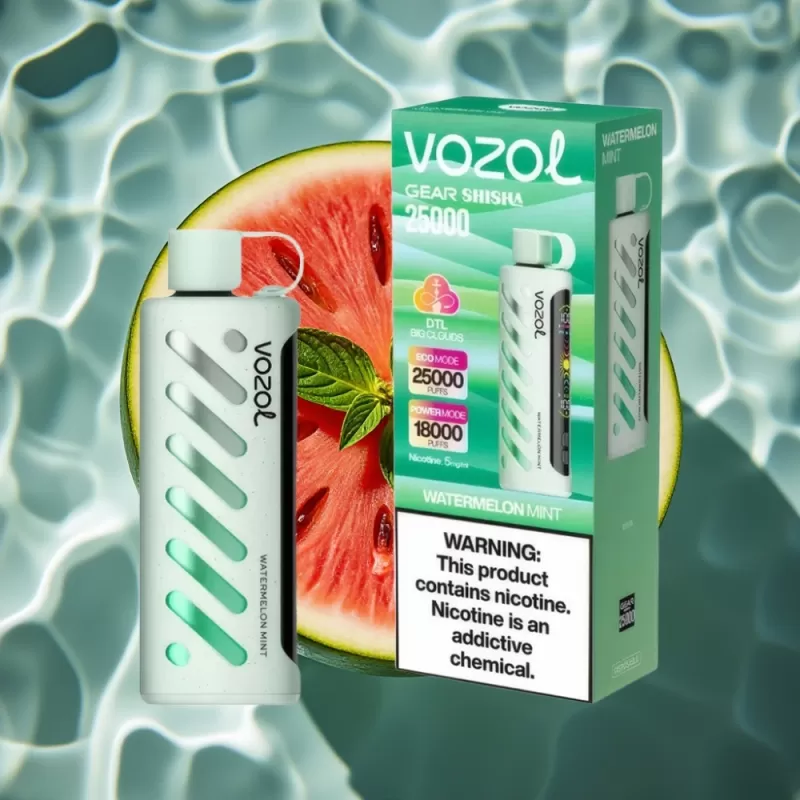VOZOL Gear Shisha 25000 Puffs Disposable Vape – Watermelon Mint, 5mg/ml, 1000mAh, Dual Mesh Modes, S.i.L.C Tech - Image 3
