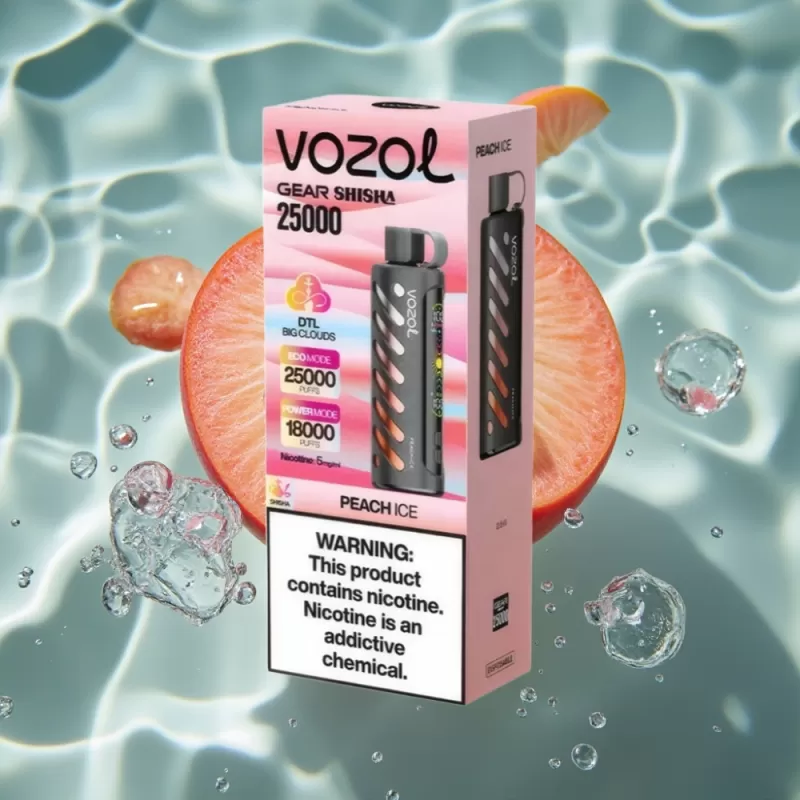 VOZOL Gear Shisha 25000 Puffs Peach Ice Disposable Vape with S.i.L.C Tech & Dual Mesh Modes - Image 3