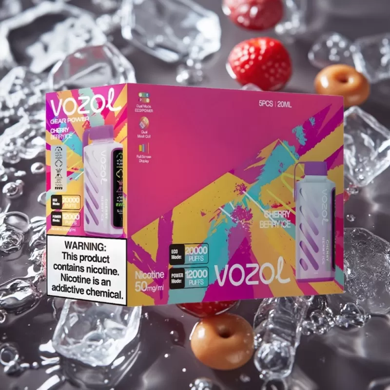 VOZOL Gear Power 20000 Puffs Dual Mesh Coil Full Screen Display Cherry Berry Ice 20mL 5% Nicotine - Image 2