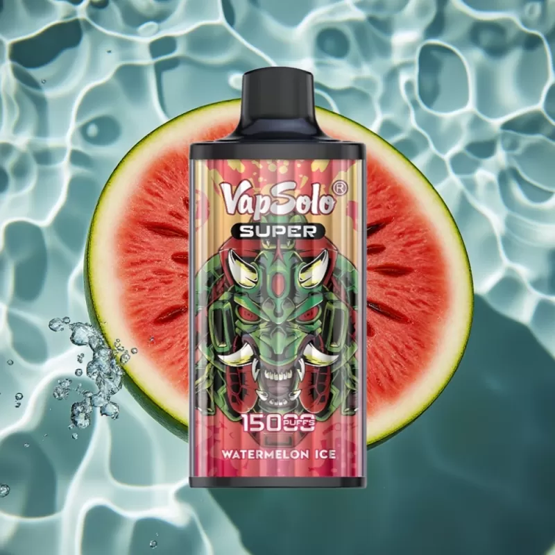 Vapsolo Super 15000 Puffs Watermelon Ice Disposable Vape – 40ml E-Liquid, 850mAh Mesh Coil, Type-C Charging