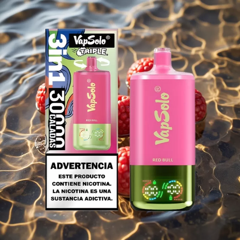 VapSolo Triple 30000 Puffs Disposable Vape – Red Bull, 40ml E-Liquid, Type-C Charging - Image 2
