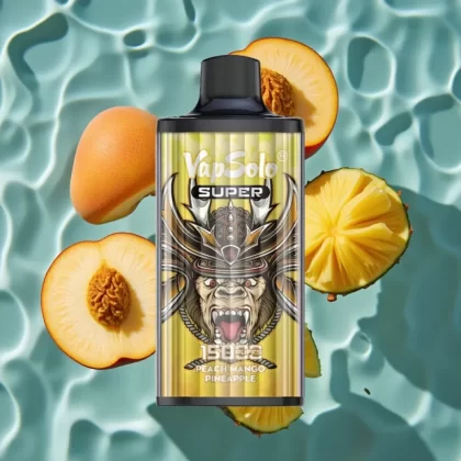 Vapsolo Super 15000 Puffs Peach Mango Pineapple Disposable Vape – 40ml E-Liquid, 850mAh Mesh Coil, Type-C Charging