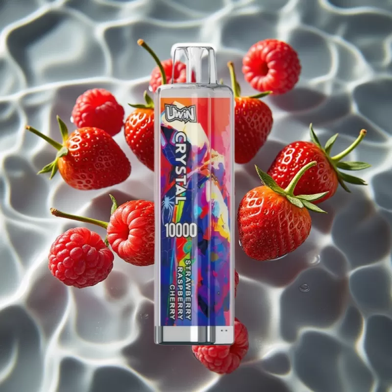 UWIN Crystal 10000 Puffs Disposable Vape Strawberry Raspberry Cherry – 18ml, 0.8 Ohm Mesh Coil, RGB Lights, Rechargeable Battery