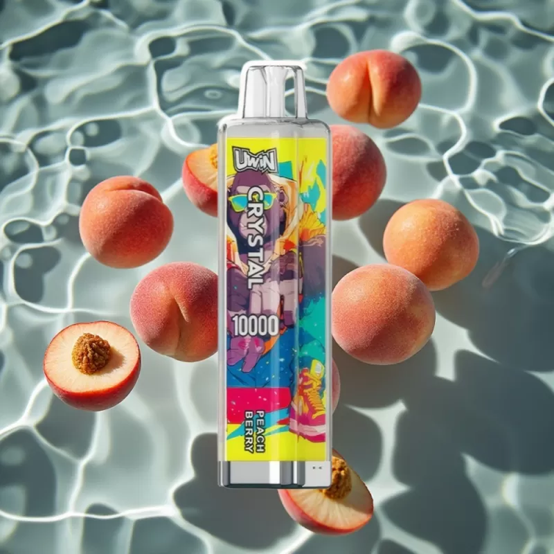UWIN Crystal 10000 Puffs Disposable Vape Peach Berry – 18ml, 650mAh, Type-C, RGB Lights, 0.8 Ohm Mesh Coil