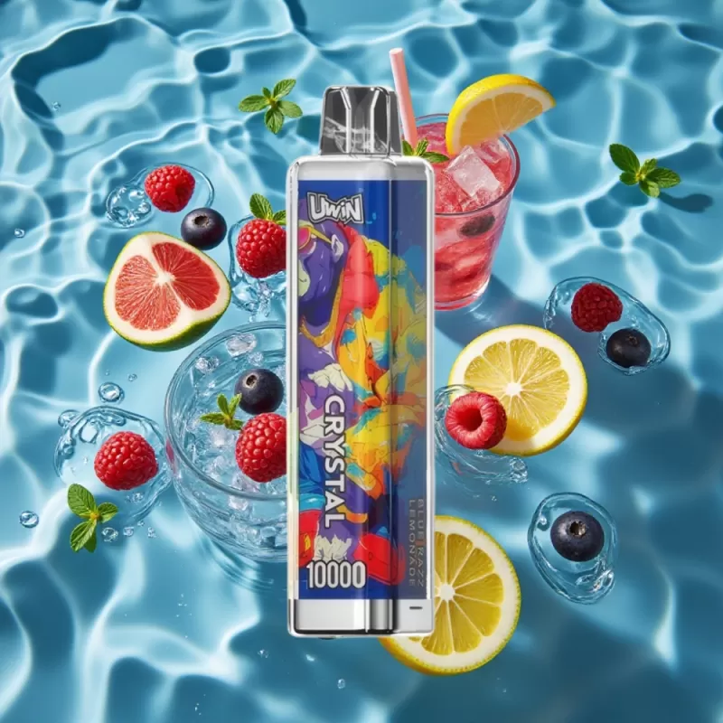 UWIN Crystal 10000 Puffs Disposable Vape – Blue Razz Lemonade, 18ml E-Liquid, 650mAh Rechargeable, Type-C Fast Charging, RGB Lights