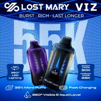 Lost Mary VIZ 55K Puff Disposable Device - 55,000 Puffs - Peach Berry