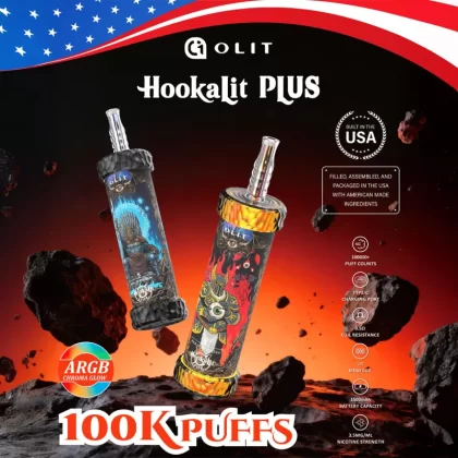 Assembled in USA | OLIT HookaLit PLUS 100K Disposable E-Hookah - 100,000 Puffs - Watermelon Mint (Seven of Swords)