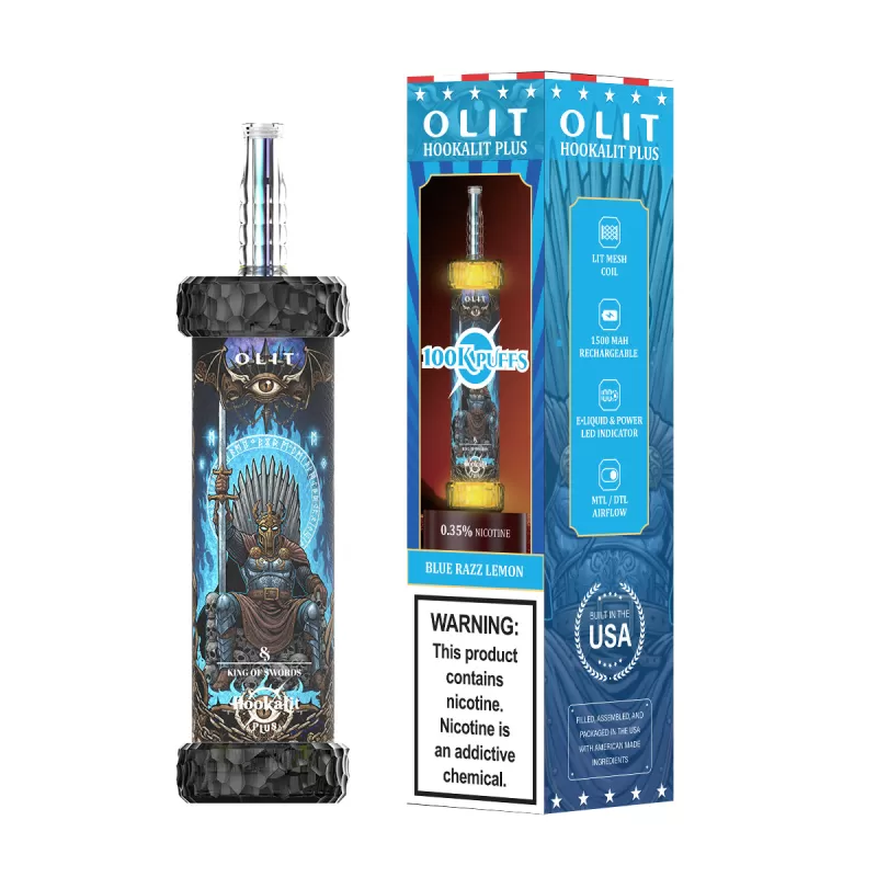 Assembled in USA | OLIT HookaLit PLUS 100K Disposable E-Hookah - 100,000 Puffs - Watermelon Mint (Seven of Swords) - Image 2
