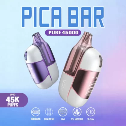 Assembled in USA | PICA BAR “Pure” 45K Puff Disposable Device - 45,000 - New in Box / Hawaii Grape