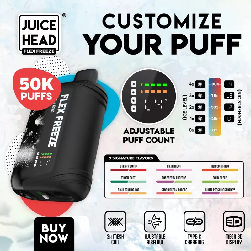JUICE HEAD “FLEX FREEZE” 50K Puff Disposable - 50,000 Puffs - Miami Mint