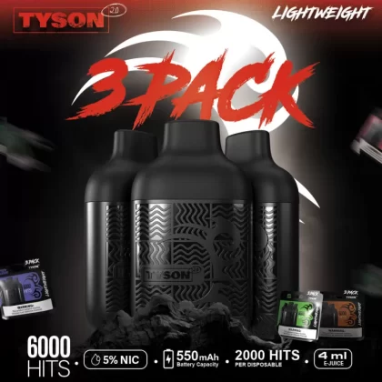 Tyson 2.0 Lightweight 6K Puff Disposable Device - 6,000 Puffs - OG Mix (Menthol/Tobacco/Clear)