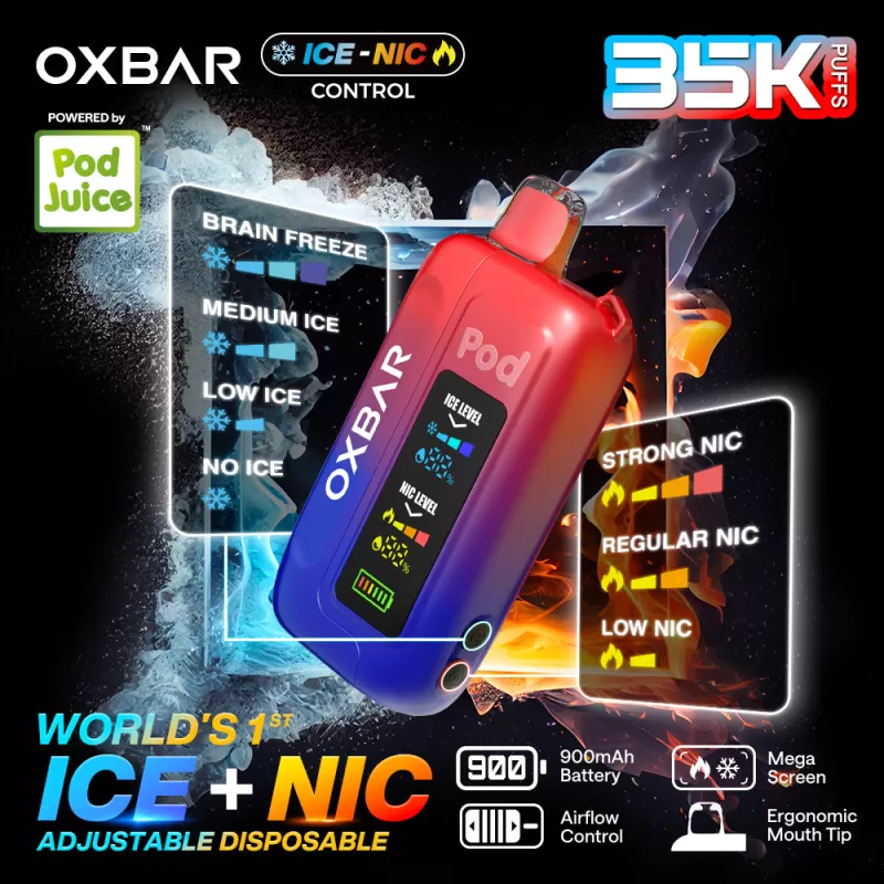OXBAR x Pod Juice ICE-NIC Control 35K Disposable Device – 35,000 Puffs - Loopy Loops (Pod Juice Edition)