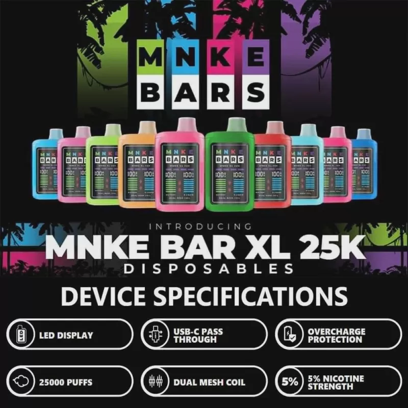 MNKE Bars XL 25K Puff Disposable Device – 25,000 Puffs - Pink Burst
