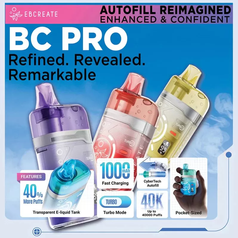 Made in Indonesia | EBCREATE BC PRO 40K Puff Disposable Device - 40,000 Puffs - Strawberry Raspberry Frost