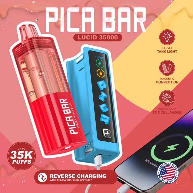 Assembled in USA | PICA BAR Lucid 35K Disposable KIT - 35,000 Puff - Blue Razz Ice