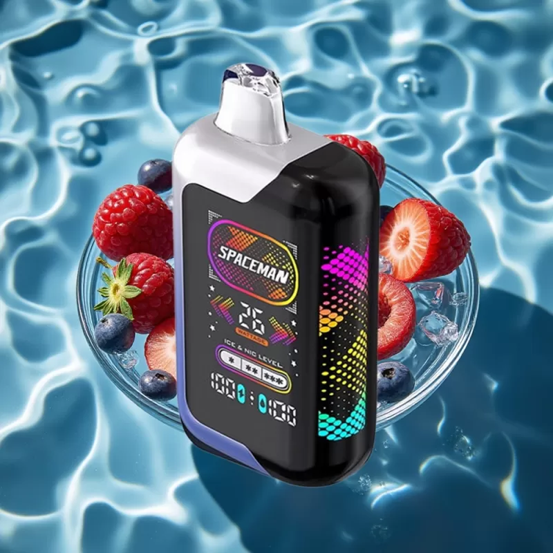 SMOK SPACEMAN SP40000 Zero Nicotine Disposable Vape Blue Razz Ice – 20mL, 1000mAh, 40K Puffs, Dual Coil, Adjustable Ice & Power Modes - Image 2