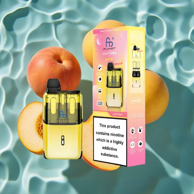 Fumot Ultra T32000 Disposable Vape 24ml 800mAh Type-C Fast Charging Triple Mango – Juicy Peach - Image 2