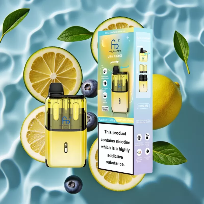 Fumot Ultra T32000 Disposable Vape 24ml 20mg Fizzy Lemon & Lime – Lemon & Blueberry - Image 2