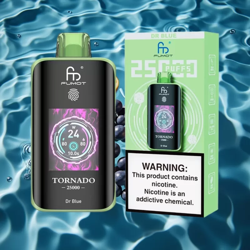 Fumot Tornado 25000 Puffs Disposable Vape Dr Blue with HD Screen & 700mAh Battery - Image 2