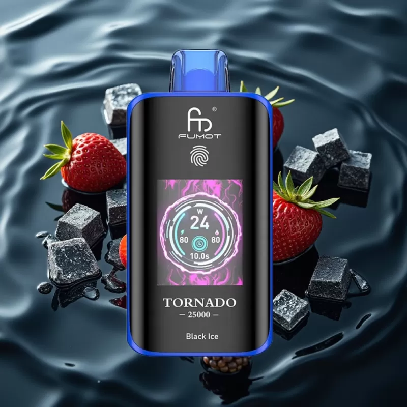 Fumot Tornado 25000 Puffs Disposable Vape Black Ice with HD Screen & Type-C Charging