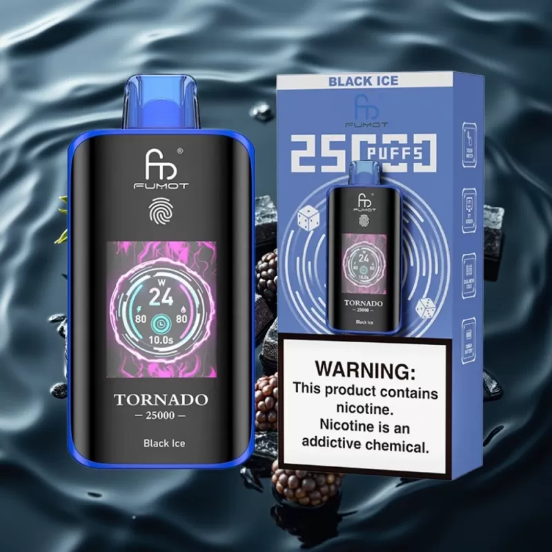 Fumot Tornado 25000 Puffs Disposable Vape Black Ice with HD Screen & Type-C Charging - Image 2
