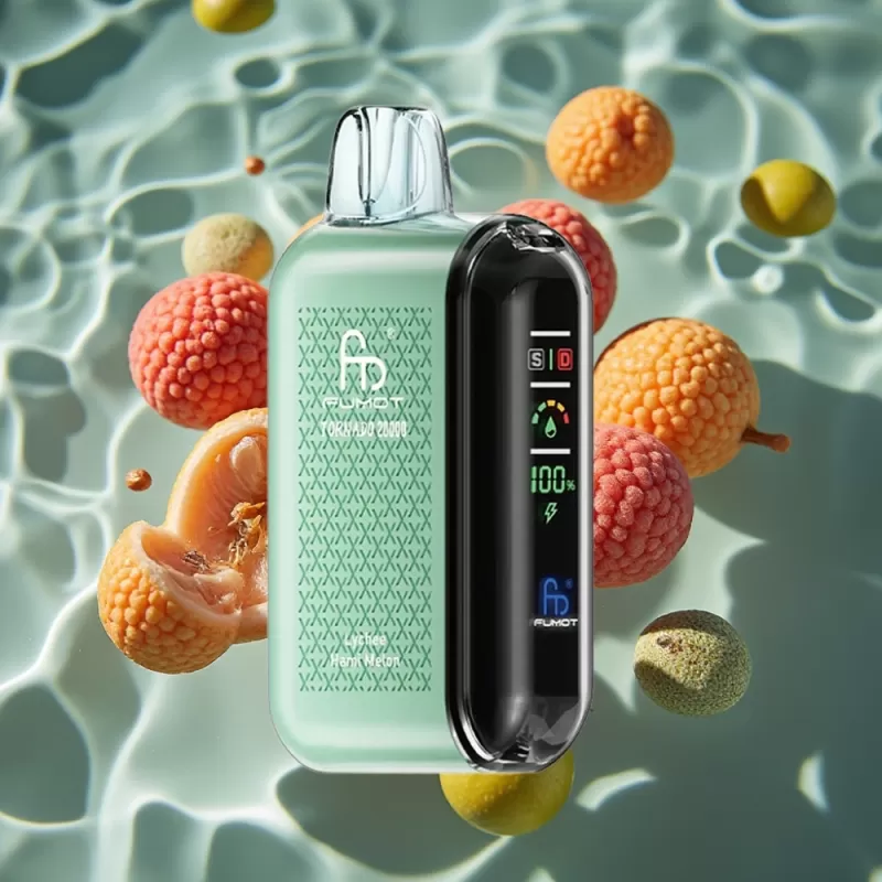 Fumot Tornado 20000 Puffs Disposable Vape with Dual Mesh Coil & Smart Display – Lychee Hami Melon