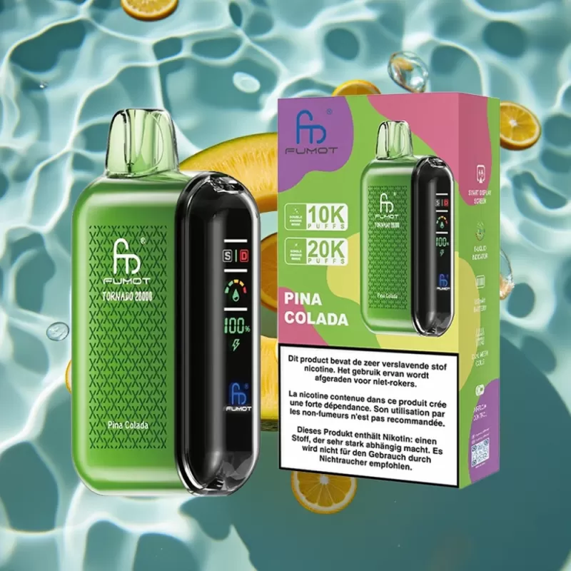 Fumot Tornado 20000 Puffs Disposable Vape Pina Colada with Dual Mesh Coil & Smart Display - Image 2