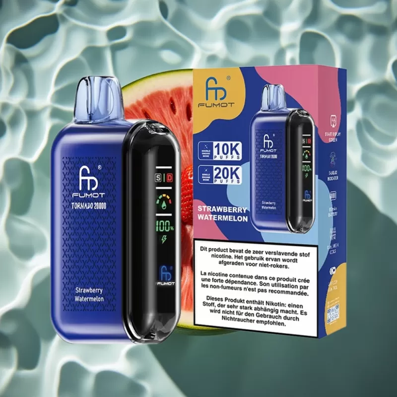 Fumot Tornado 20000 Puffs Strawberry Watermelon Disposable Vape with Dual Mesh Coil & Smart Display - Image 2