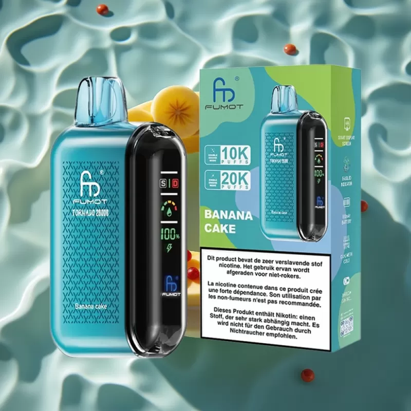 Fumot Tornado 20000 Puffs Disposable Vape Banana Cake – Dual Mesh Coil, 20ml E-liquid, 850mAh Battery, Airflow Control - Image 2