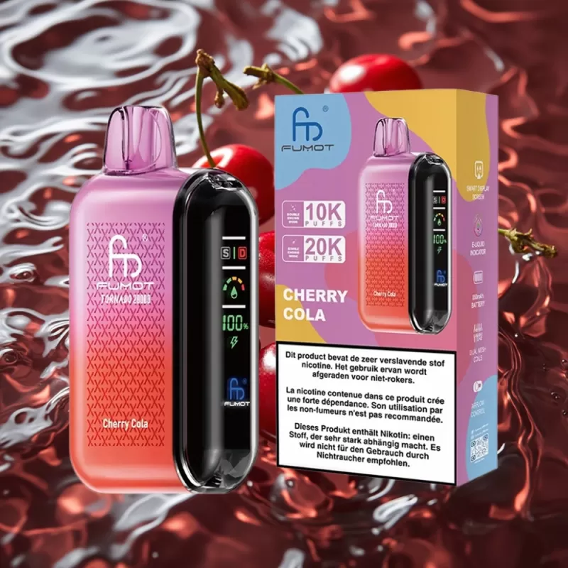 Fumot Tornado 20000 Puffs Cherry Cola Disposable Vape with Dual Mesh Coil & Smart Display - Image 2