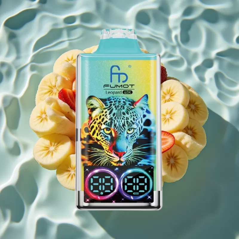 Fumot Leopard 40K Puffs Dual Mesh Strawberry Banana Disposable Vape with 700mAh Battery & Type-C Charging