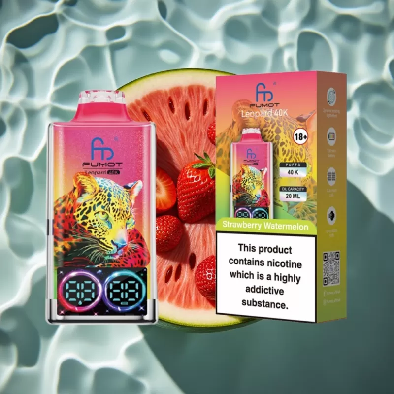 Fumot Leopard 40K Puffs Dual Mesh Disposable Vape – Strawberry Watermelon, 700mAh, Type-C - Image 2