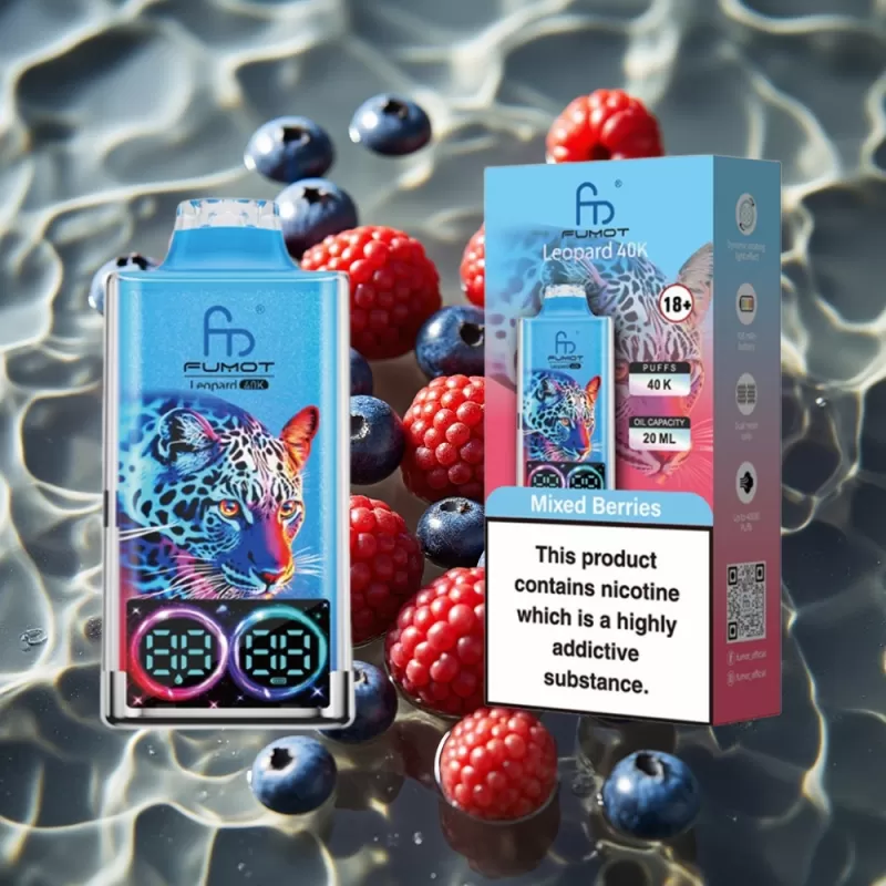 Fumot Leopard 40K Puffs Dual Mesh Disposable Vape with Digital Display & Type-C Charging – Mixed Berries - Image 2
