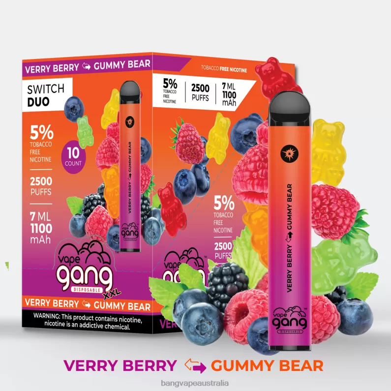 Vape Gang Switch Duo 2 flavors (Box of 10) 6006N45 Strawberry Apple Watermelon – Strawberry Kiwi – Vape Gang Melbourne - Image 3