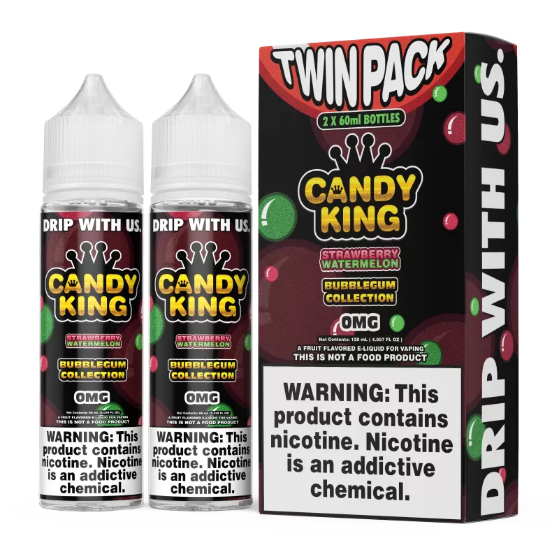 CANDY KING BubbleGum Collection - Strawberry Watermelon - 120ML E-Liquid (2x60mL Twin Pack) - 3MG