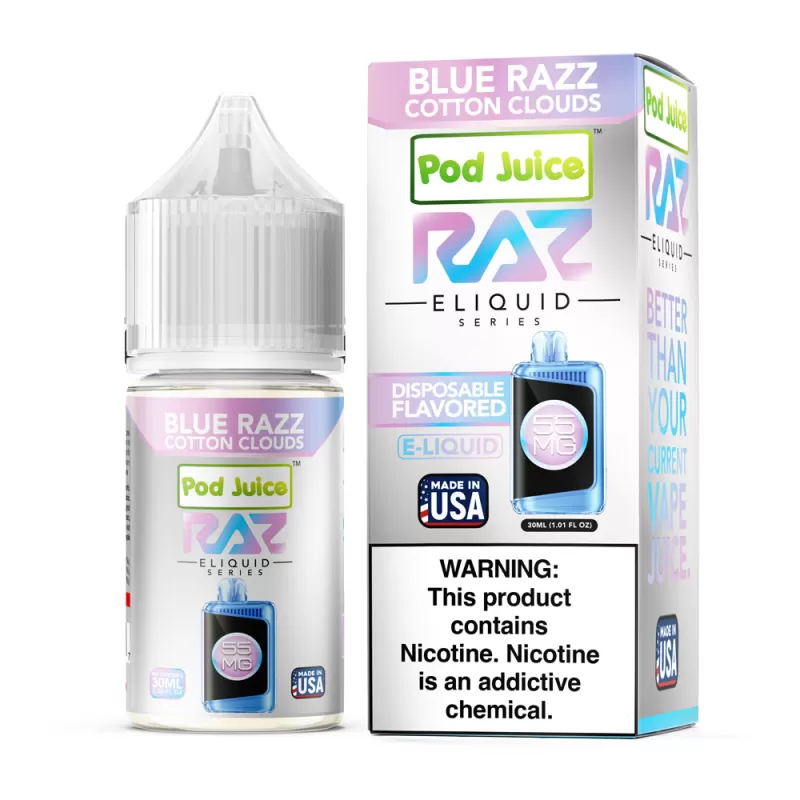 Pod Juice X RAZ Salt - Blue Razz Cotton Clouds - 30ML E-Liquid - 20MG
