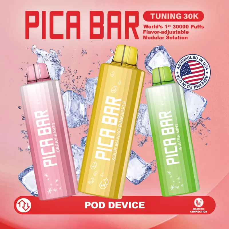 Assembled in USA | PICA BAR "TUNING" 30K Disposable POD - 30,000 Puffs - Frozen Banana Rainbow