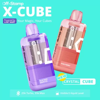 Made in Indonesia | Off-Stamp X-CUBE "Crystal Cube" 35K Disposable POD – 35,000 Puffs - Blue Razz Grape Ice