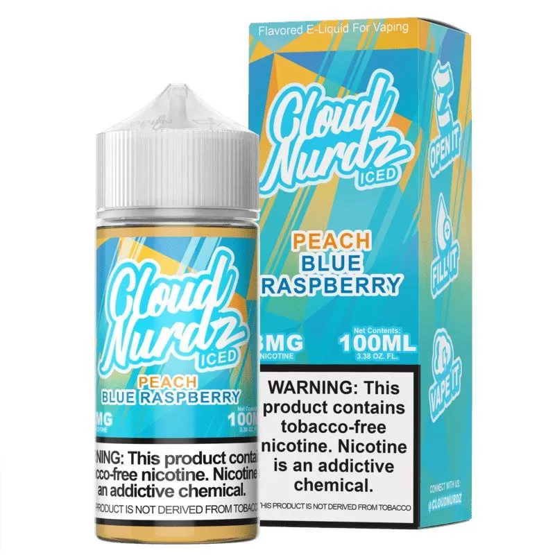Peach Blue Razz Iced by Cloud Nurdz TFN 100mL - 0MG