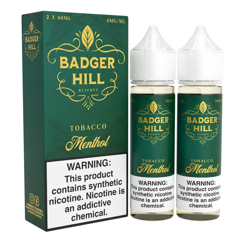 BADGER HILL RESERVE - Menthol - 120ML E-Liquid (Twin 60ML Pack) - 3MG