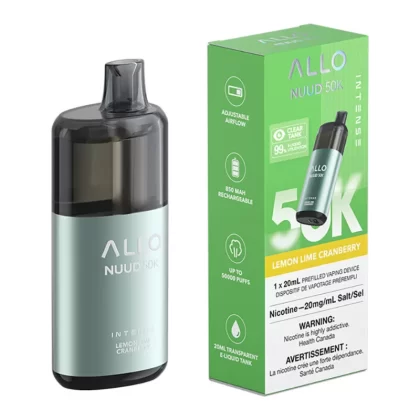 Allo Intense Nuud 50K Disposable Vape Device - Lemon Lime Cranberry 20ml - 20mg/ml